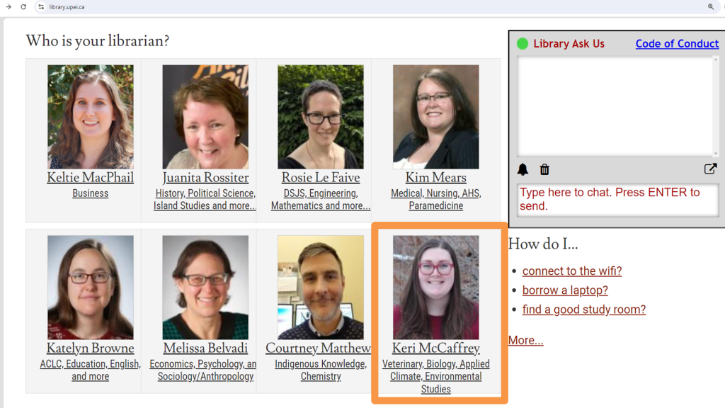 Photo of the librarians highlighting the veterinary medicine librarian